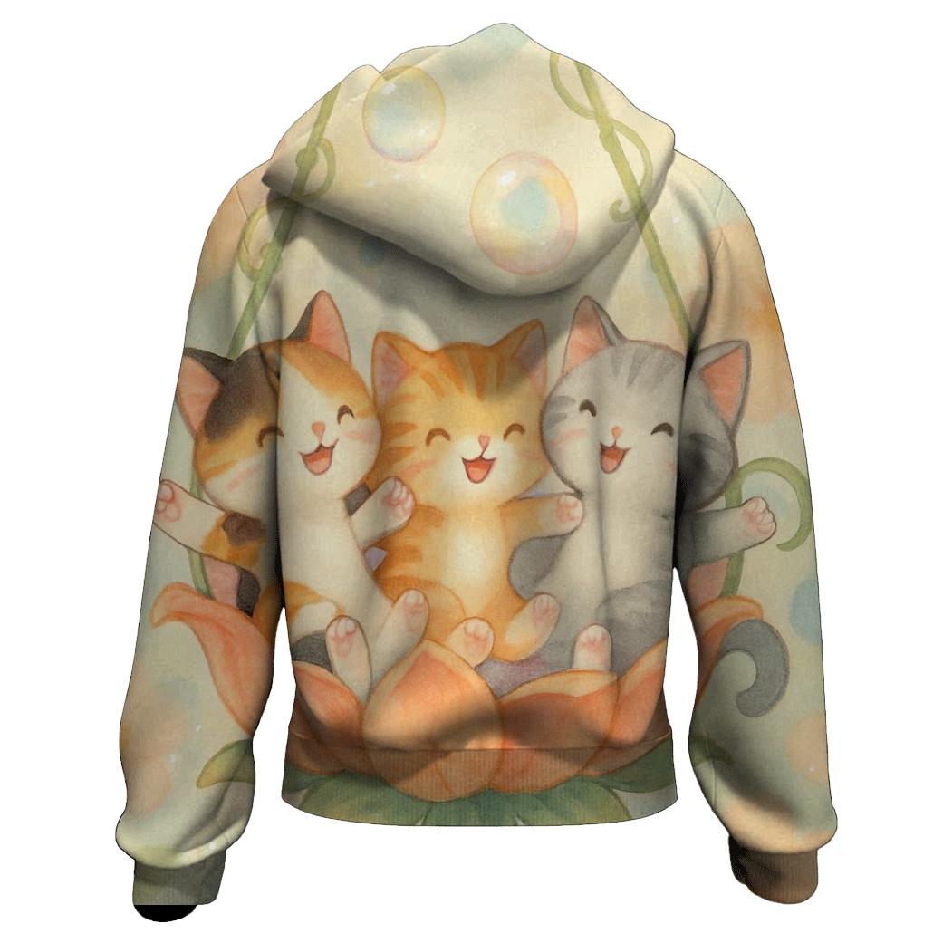 Bubble Garden Kitten Carousel embroidered hoodies