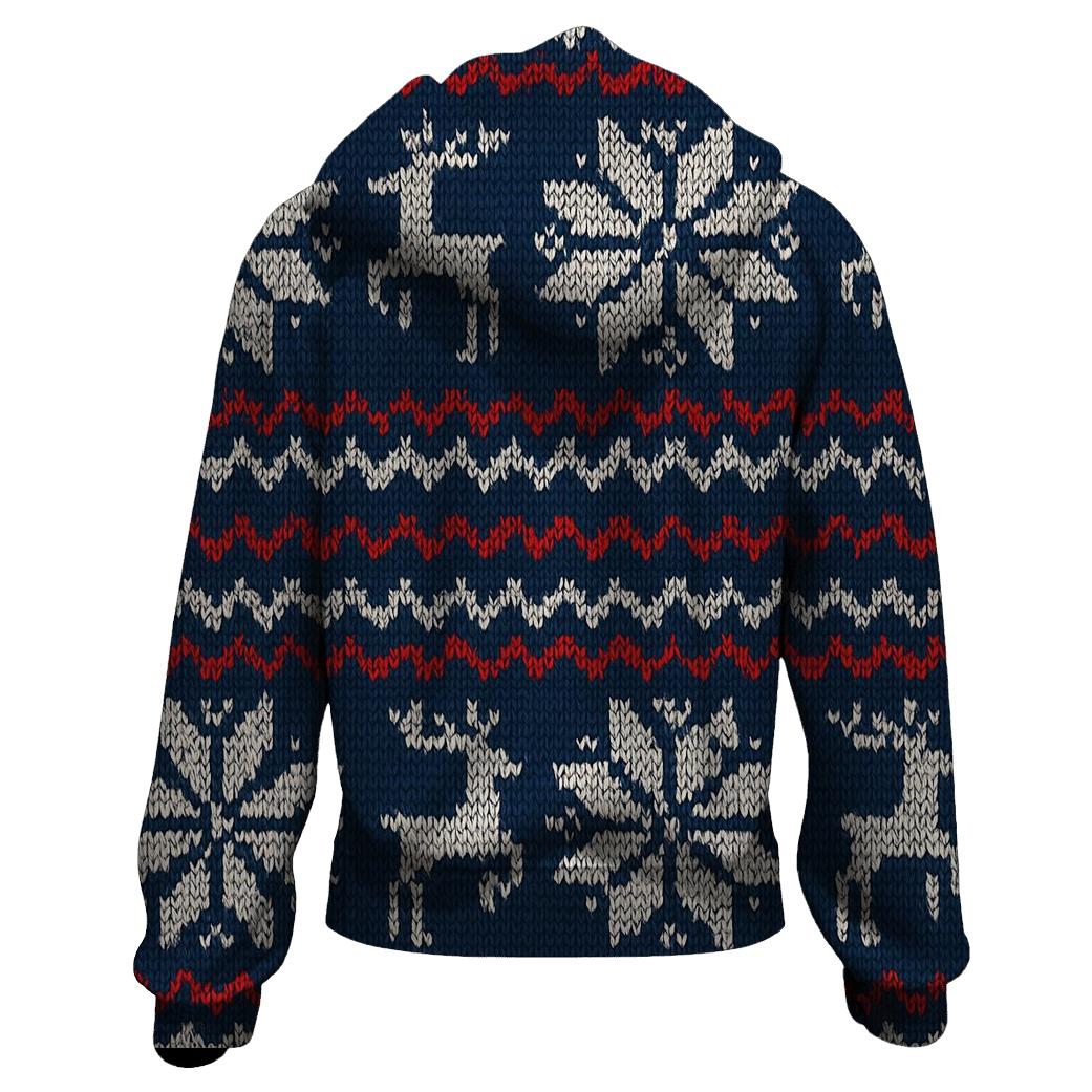 Nordic Knit Snowflake Grid On Navy Blue Background designer hoodies