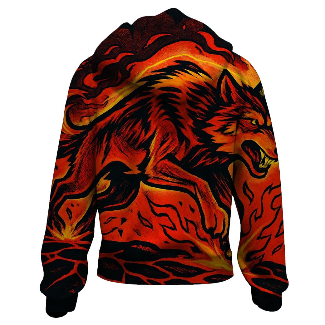 Volcanic Ember Runner Wolf premium hoodies