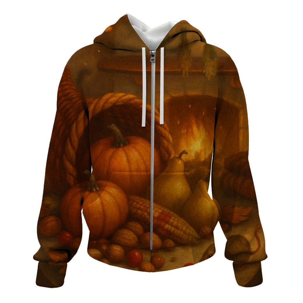 Candlelit Cornucopia Hearth designer hoodies