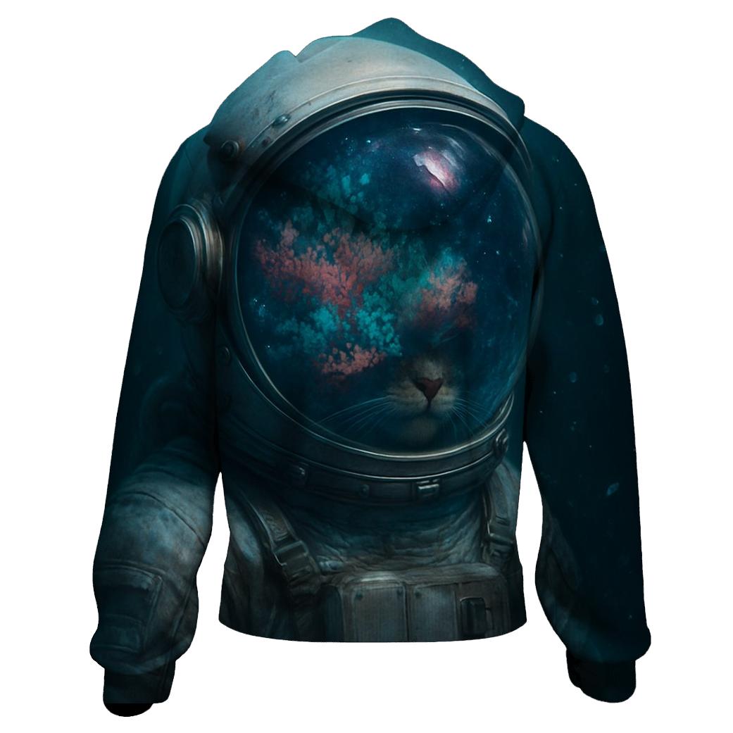 Coral Reef Astronaut Cat lightweight hoodies