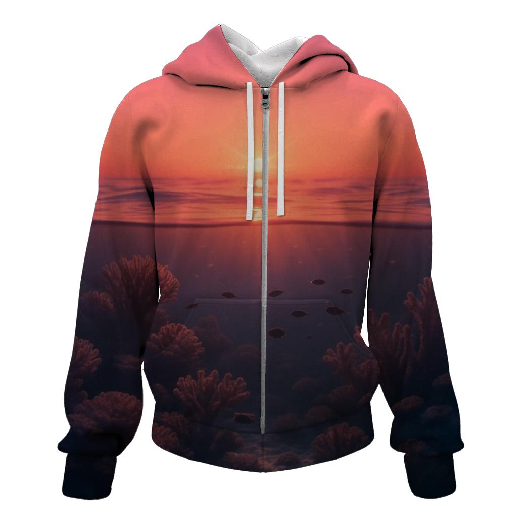 Coral Reef Evening Glass embroidered hoodies