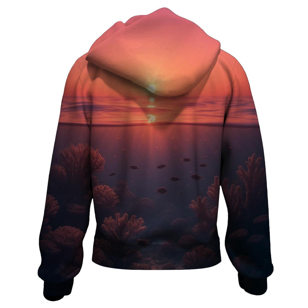 Coral Reef Evening Glass embroidered hoodies