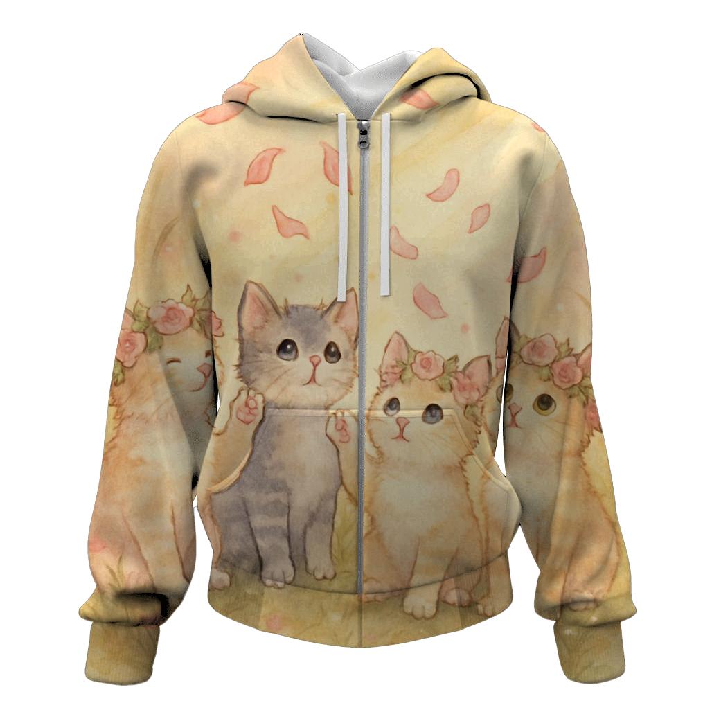 Sunrise Meadow Flower Crown Cats custom hoodies