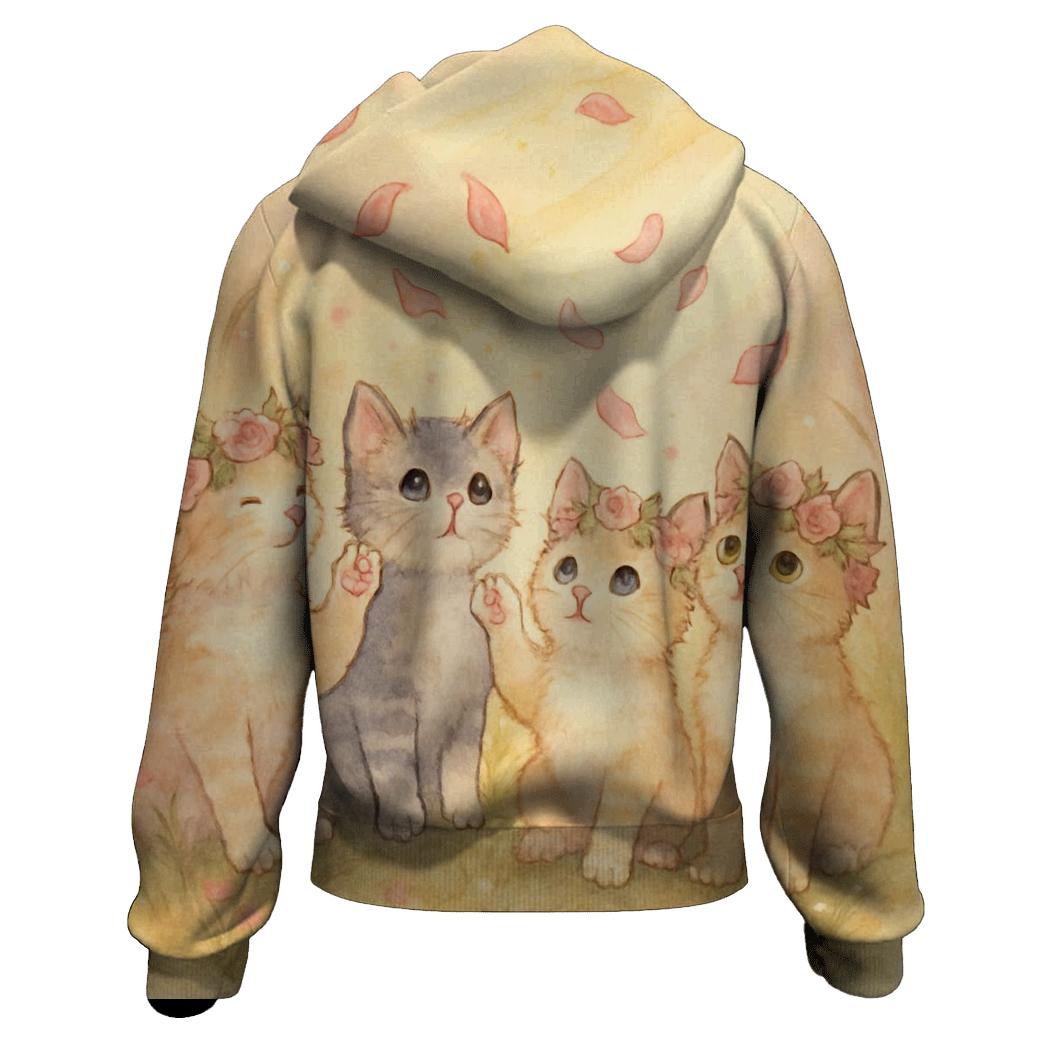 Sunrise Meadow Flower Crown Cats custom hoodies