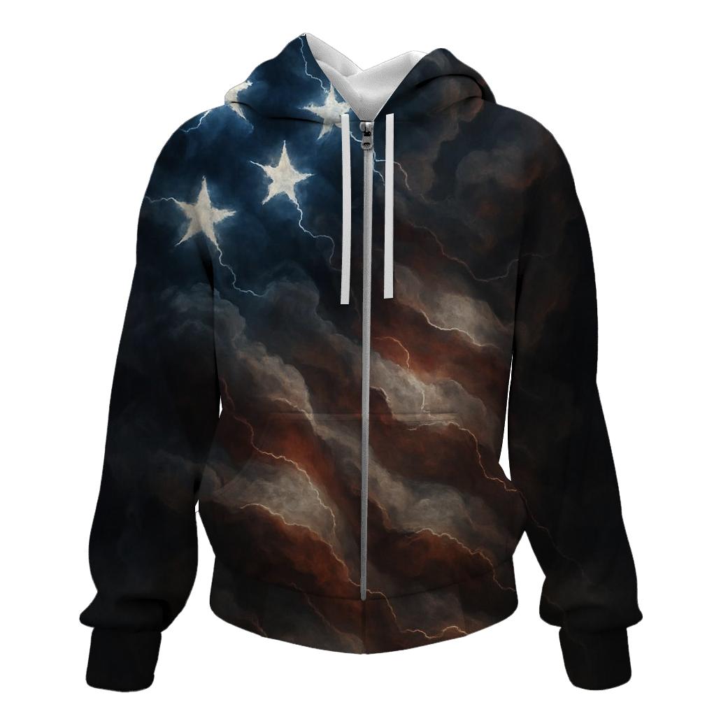 Stormfront Stripes Lightning Flag zip-up hoodies