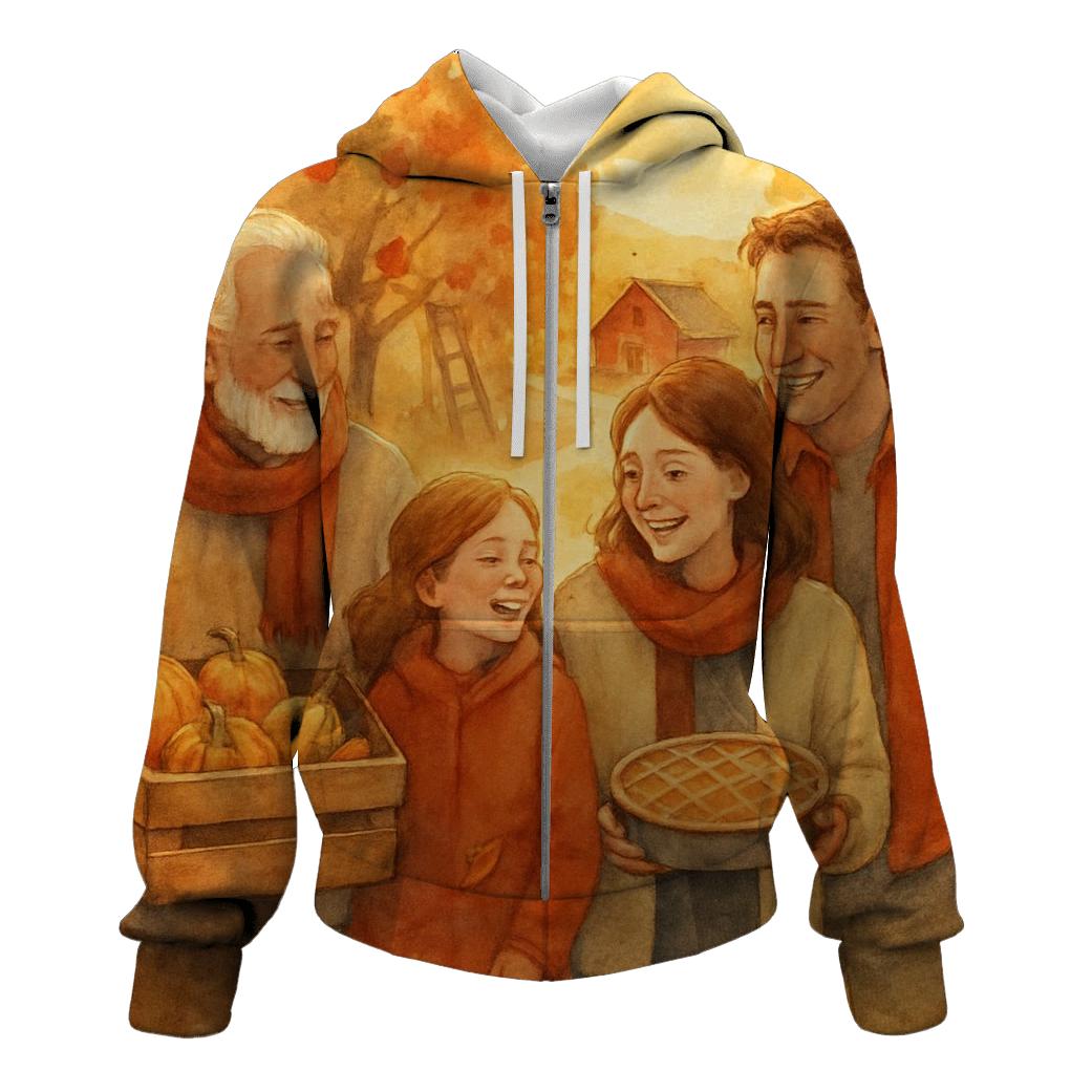 Golden Hour Orchard Gratitude Walk printed hoodies