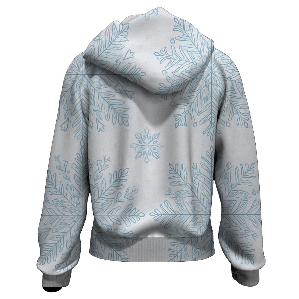 Icy Blue Snowflake Kaleidoscope On Light Gray Background heavyweight hoodies