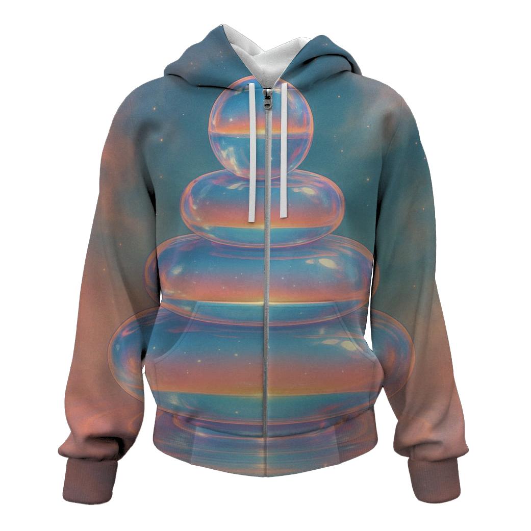 Coral Nebula Bubble Terrace printed hoodies