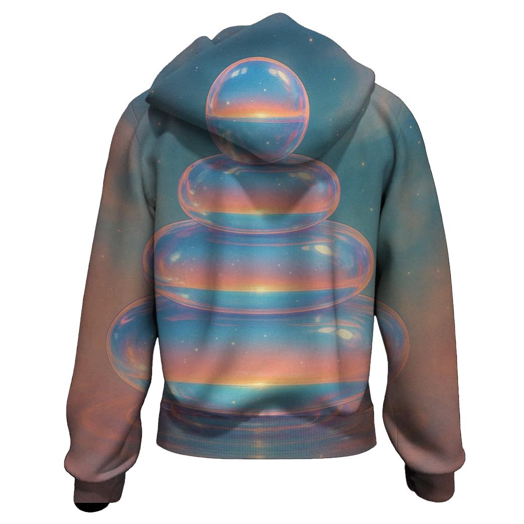 Coral Nebula Bubble Terrace printed hoodies