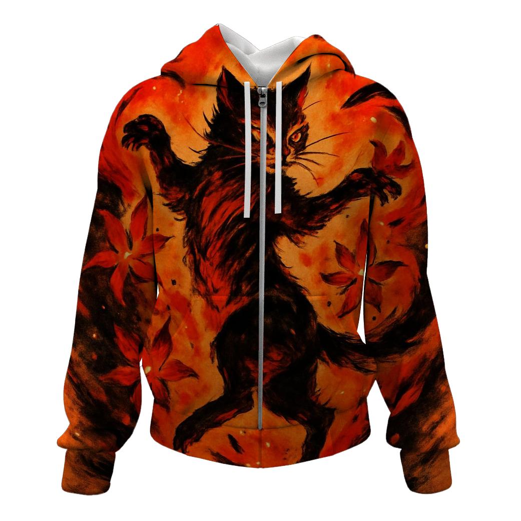 Volcanic Ember Dancer Cat lightweight hoodies