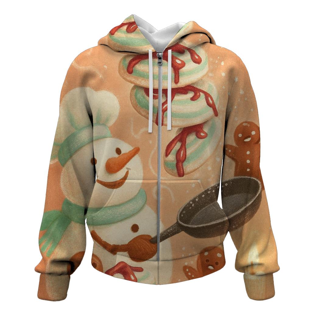 Snowman Chef Tossing Peppermint Pancakes custom hoodies