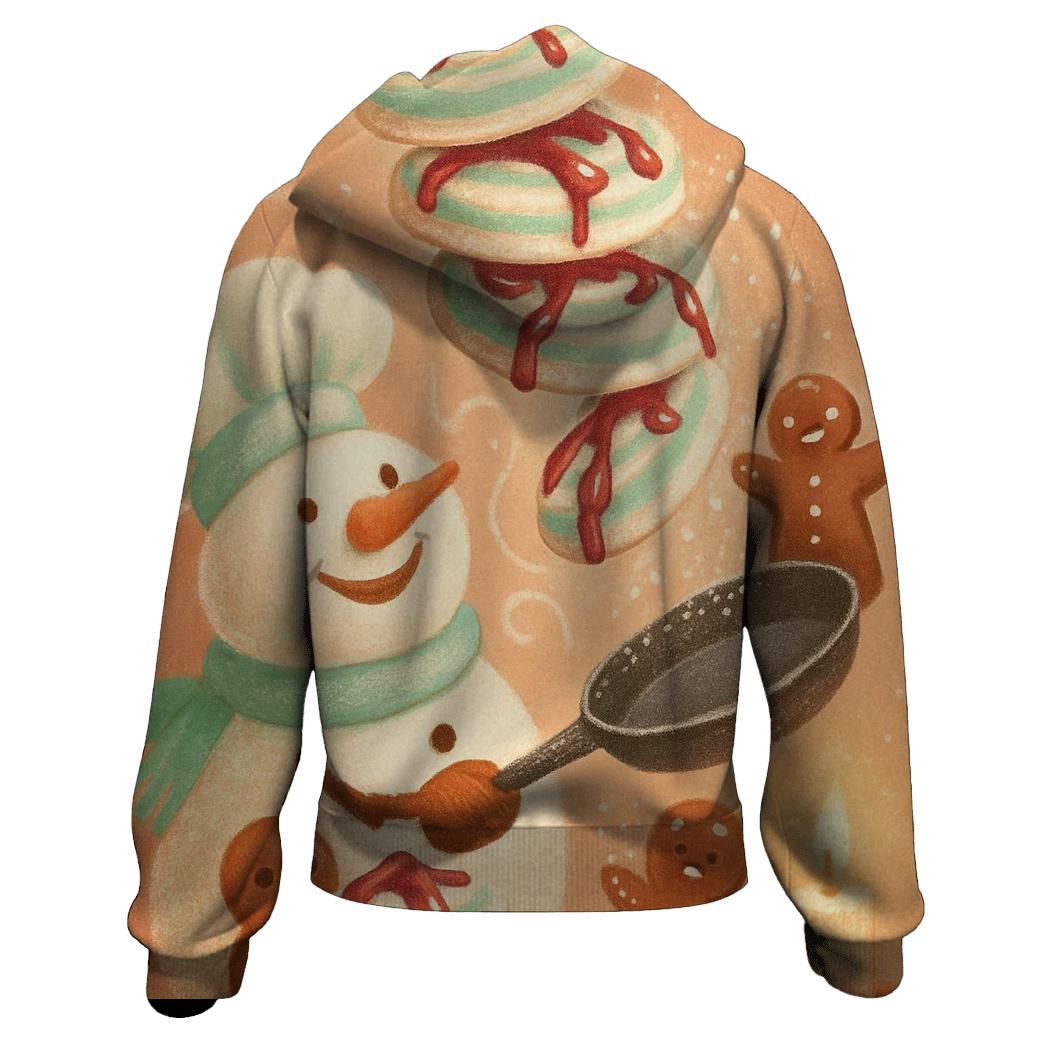 Snowman Chef Tossing Peppermint Pancakes custom hoodies