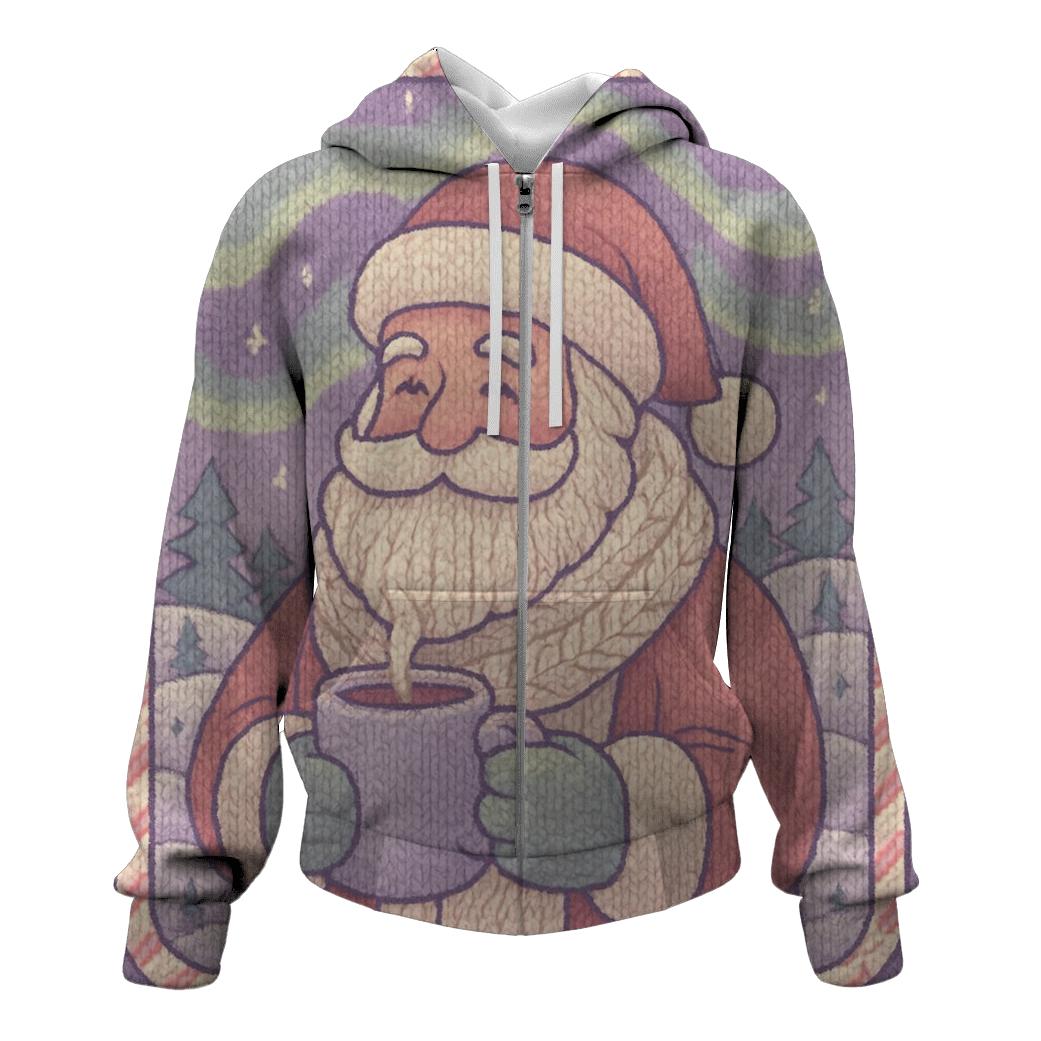 Knitted Northern Lights Santa custom hoodies
