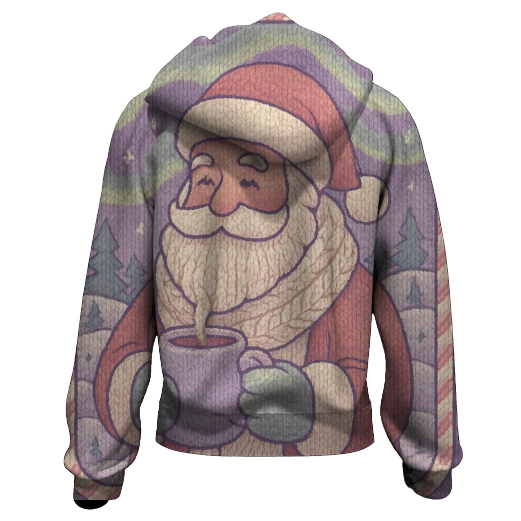 Knitted Northern Lights Santa custom hoodies