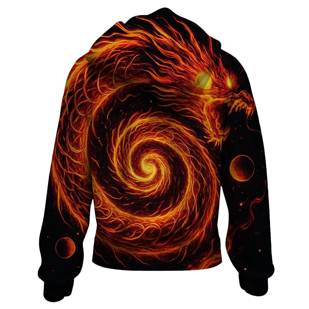 Solar Flare Dragon Spiral zip-up hoodies