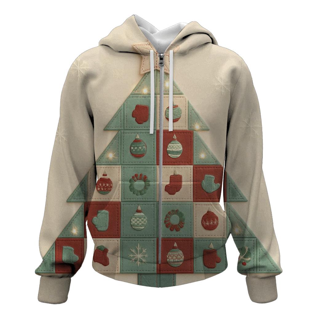Christmas Tree Made Of Cozy Patchwork Quilts embroidered hoodies