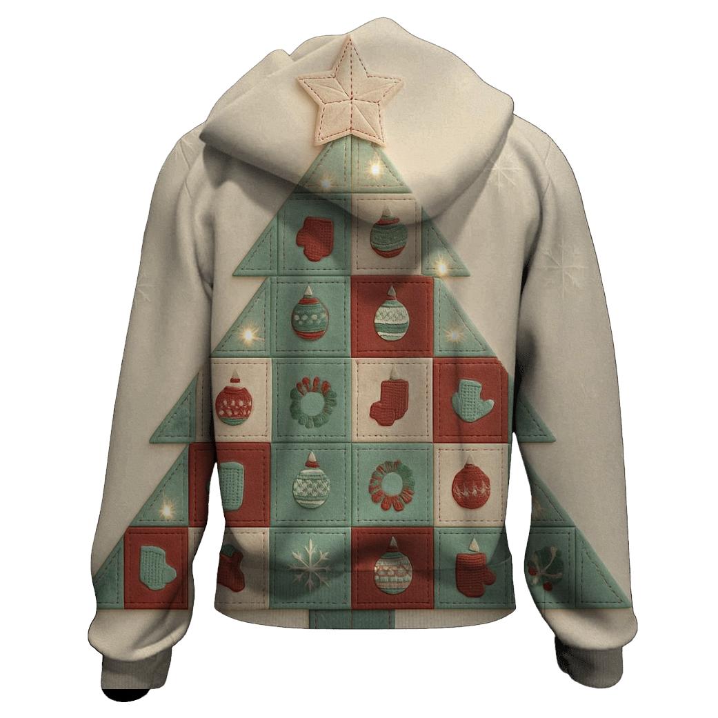 Christmas Tree Made Of Cozy Patchwork Quilts embroidered hoodies