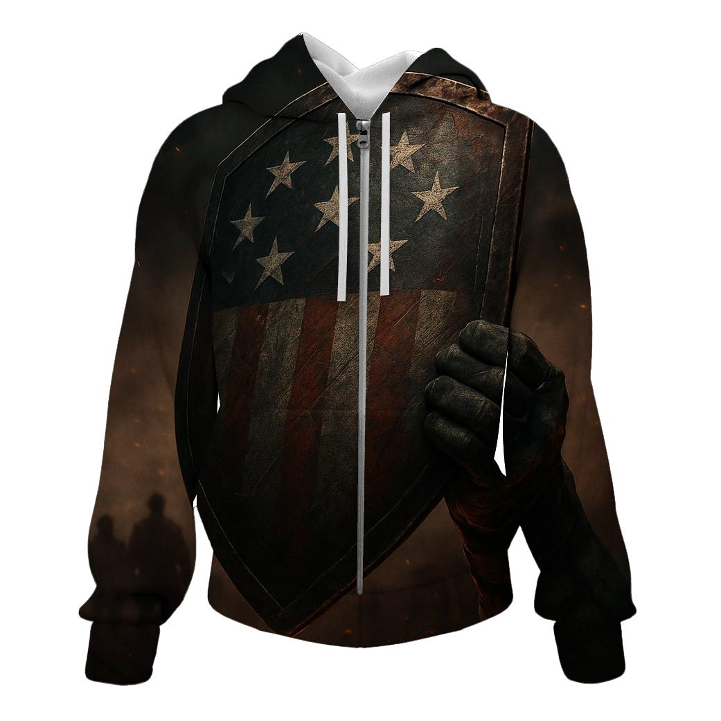 Iron Resolve And Ember Stars printed hoodies