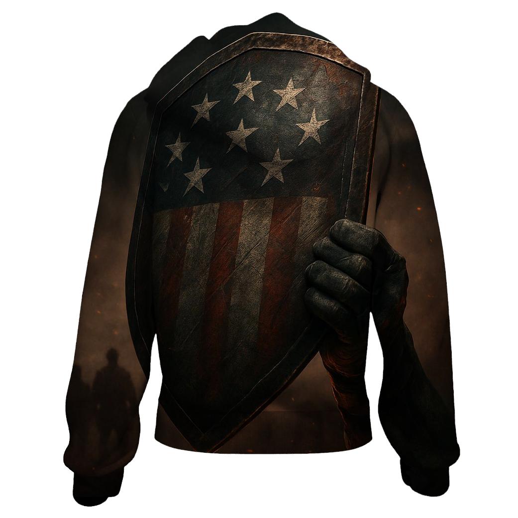 Iron Resolve And Ember Stars printed hoodies