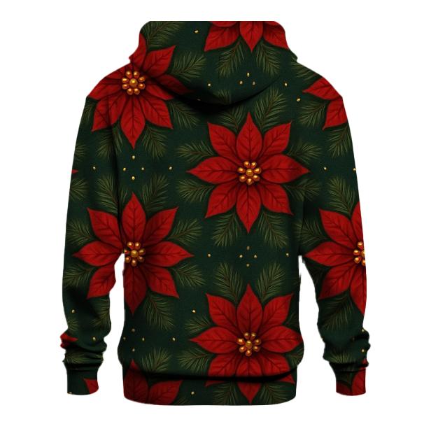 Crimson Poinsettia Starburst Tessellation On Deep Green Background hoodies fashion