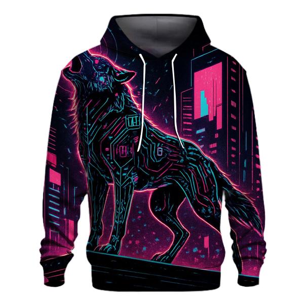 Neon Circuit Howl Wolf custom hoodies
