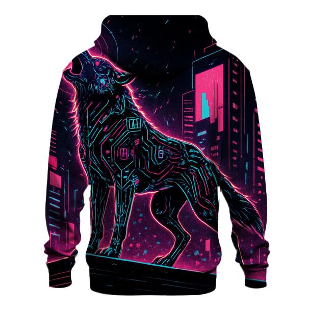 Neon Circuit Howl Wolf custom hoodies