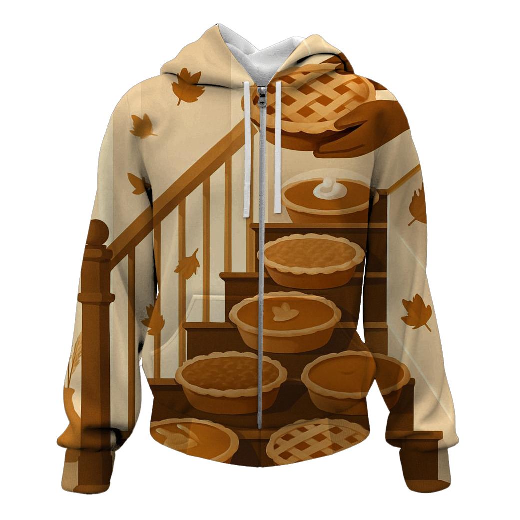 Thanksgiving Staircase Of Pies graphic hoodies
