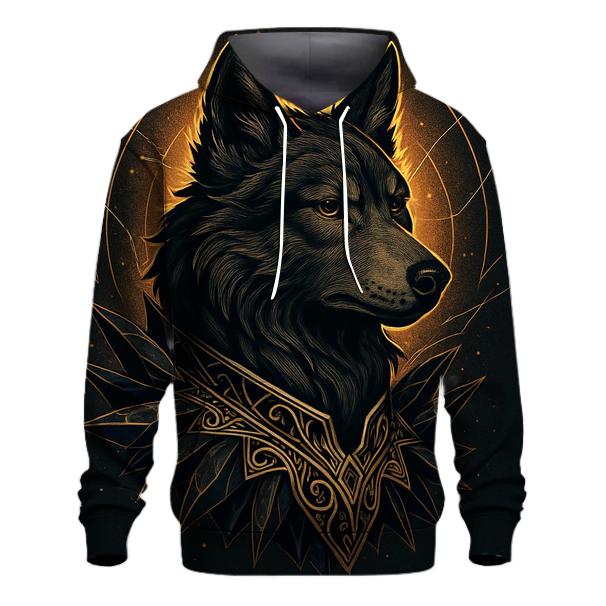 Obsidian Gold Sentinel Wolf premium hoodies