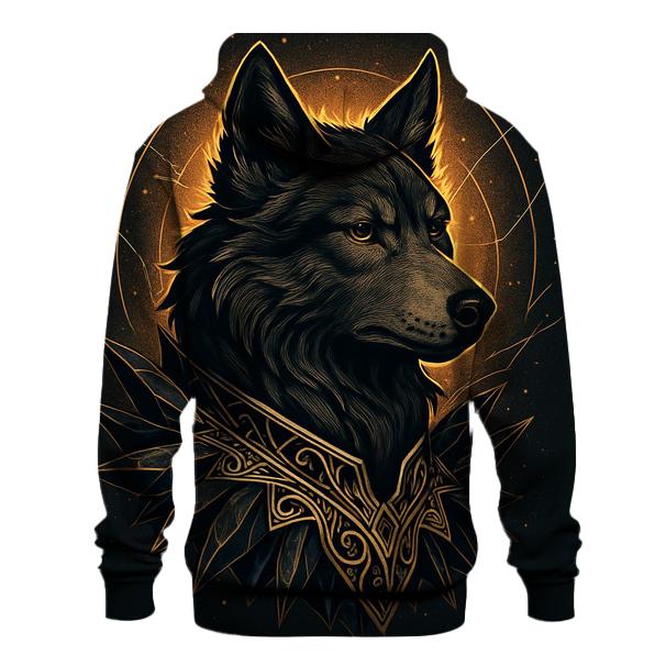 Obsidian Gold Sentinel Wolf premium hoodies
