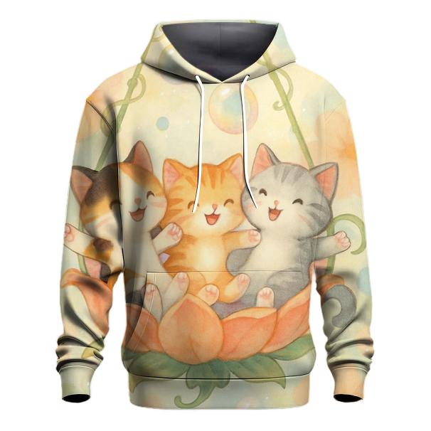 Bubble Garden Kitten Carousel printed hoodies