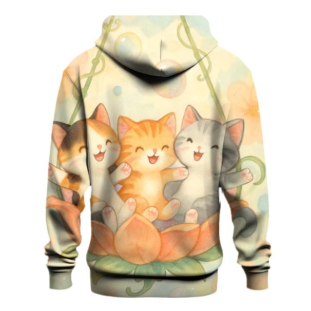 Bubble Garden Kitten Carousel printed hoodies