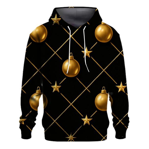 Gold Ornament Lattice On Black Background premium hoodies