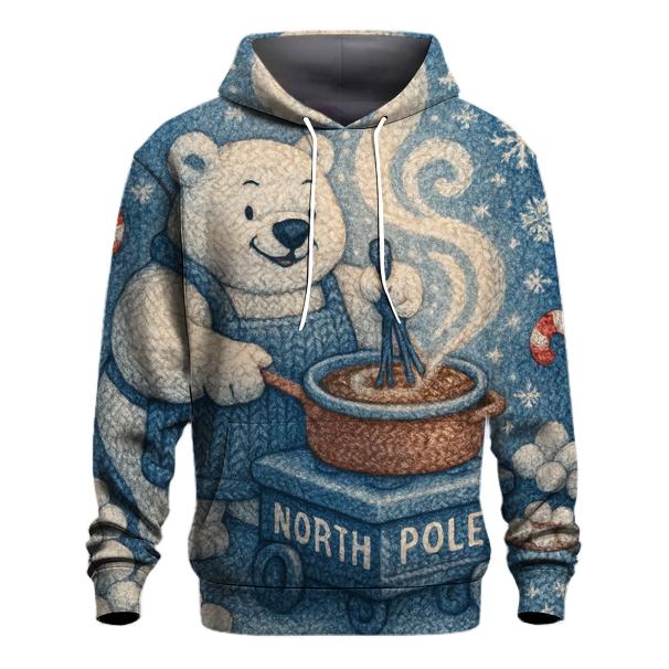Polar Bear Barista At The North Pole Cocoa Cart zip-up hoodies