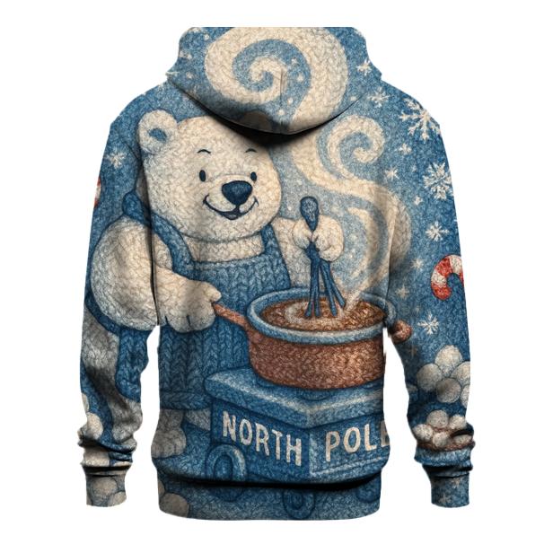 Polar Bear Barista At The North Pole Cocoa Cart zip-up hoodies