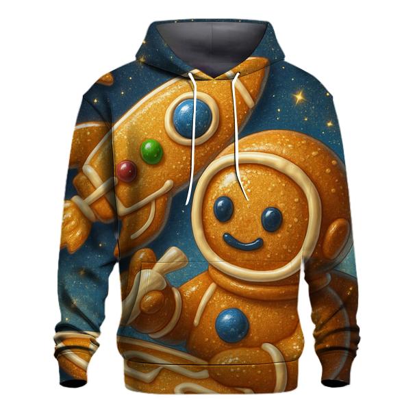 Gingerbread Astronaut Building A Cookie Rocket graphic hoodies