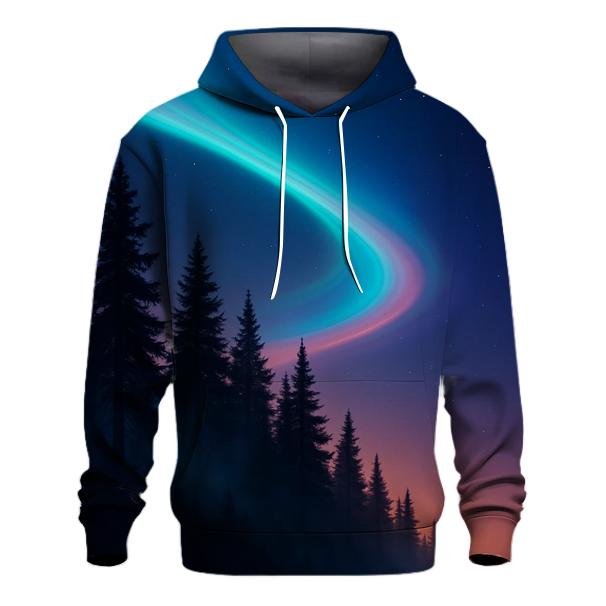 Aurora Dusk Over Pines embroidered hoodies