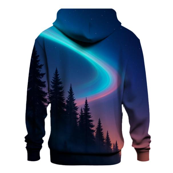 Aurora Dusk Over Pines embroidered hoodies