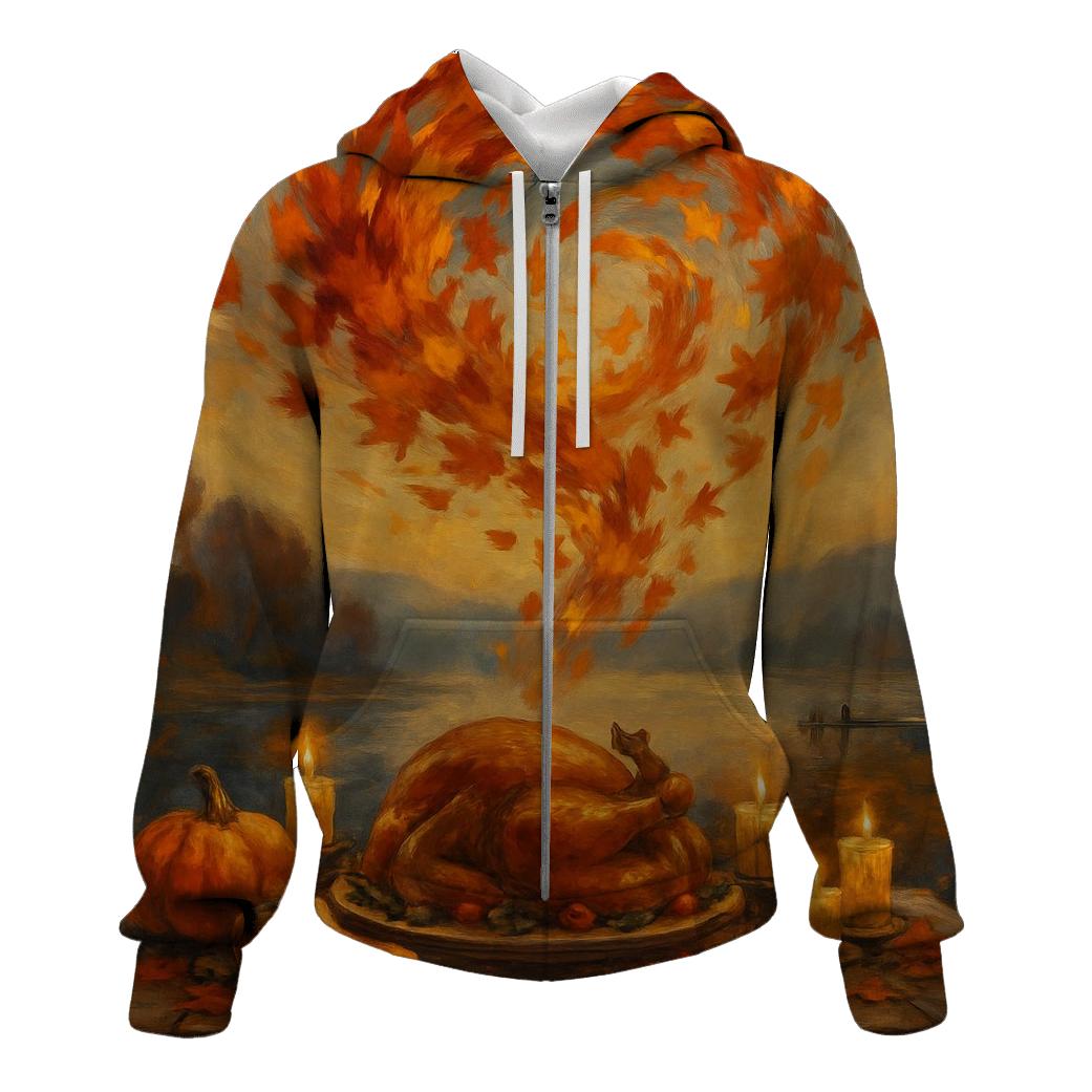 Maple Leaf Sky Swirl Over Feast Table hoodie styles