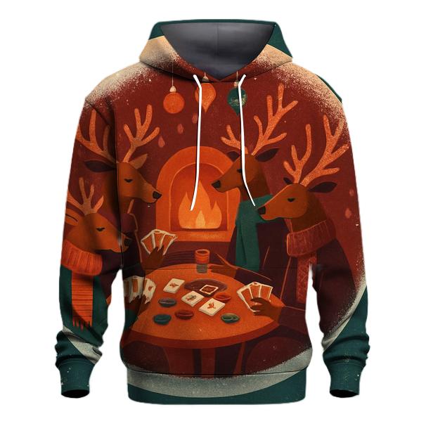 Reindeer Poker Night In A Snow Globe Lounge heavyweight hoodies
