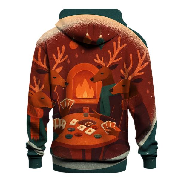 Reindeer Poker Night In A Snow Globe Lounge heavyweight hoodies