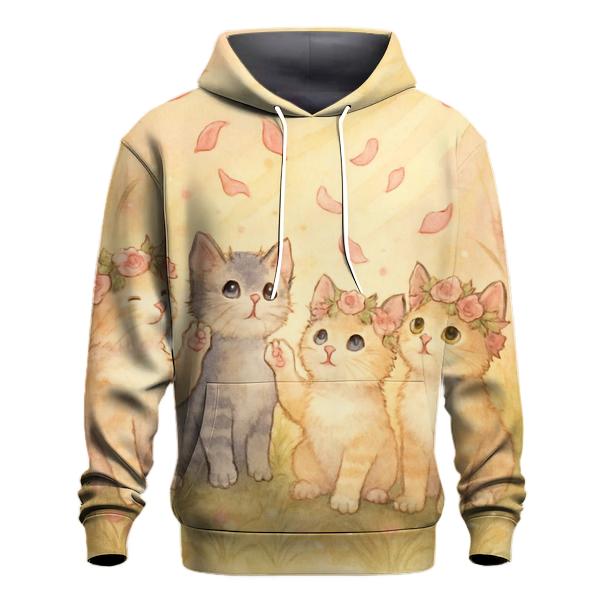 Sunrise Meadow Flower Crown Cats premium hoodies