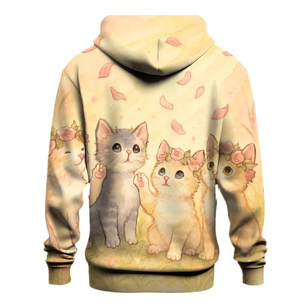 Sunrise Meadow Flower Crown Cats premium hoodies