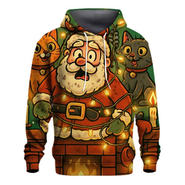 Santa Stuck In Chimney With Mischievous Cats hoodie styles
