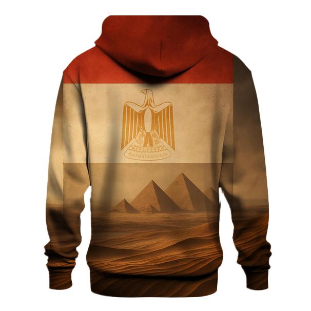 Double Exposure Pyramids Egypt embroidered hoodies