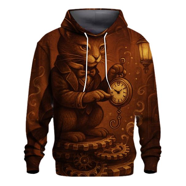 Clockwork Library Curator Cat graphic hoodies