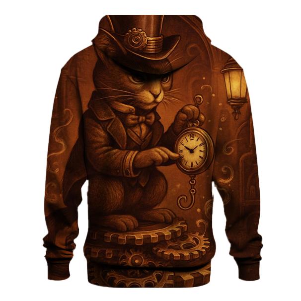 Clockwork Library Curator Cat graphic hoodies