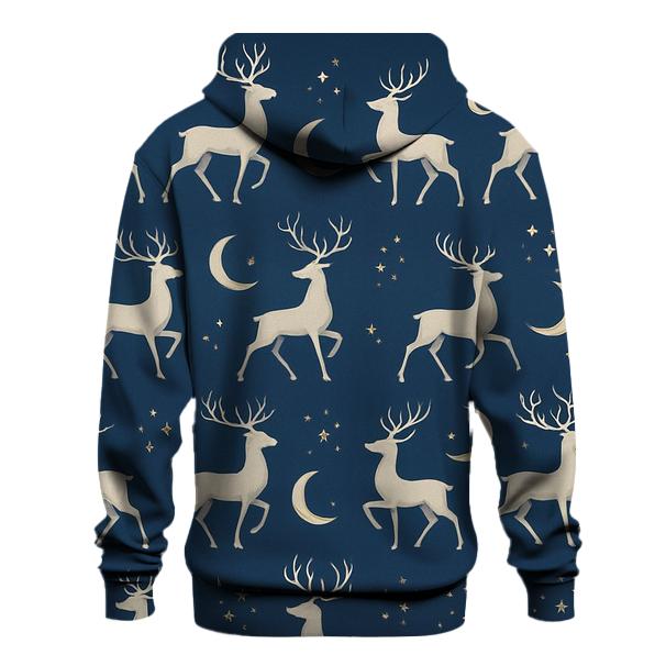 Reindeer Silhouette Moonlit Repeat On Indigo Background hoodies fashion