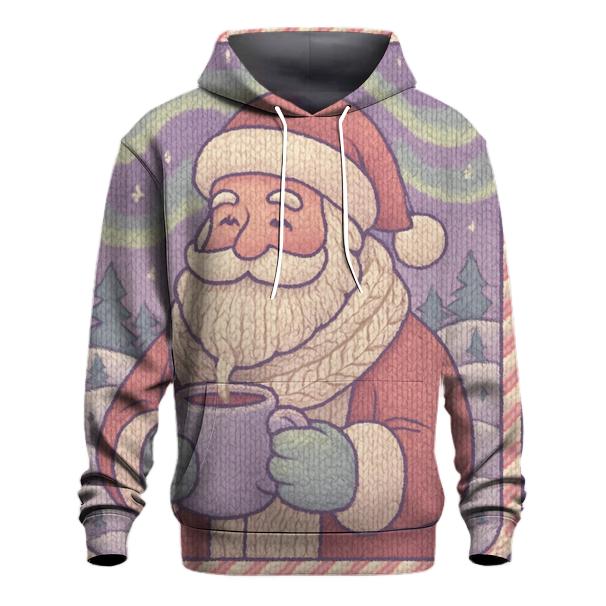 Knitted Northern Lights Santa pullover hoodies