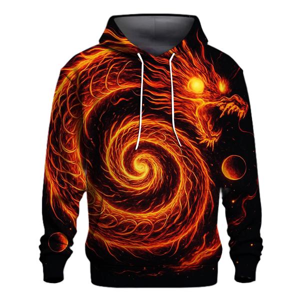 Solar Flare Dragon Spiral printed hoodies